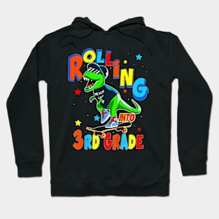 Kids Rolling Third Grade Dinosaur T Rex Back To School Hoodie